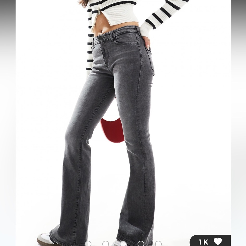 Bershka high waist flared jeans in gray size 4